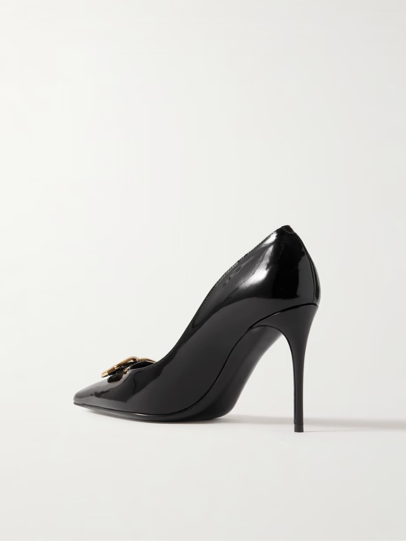 Formale embellished patent-leather point-toe pumps