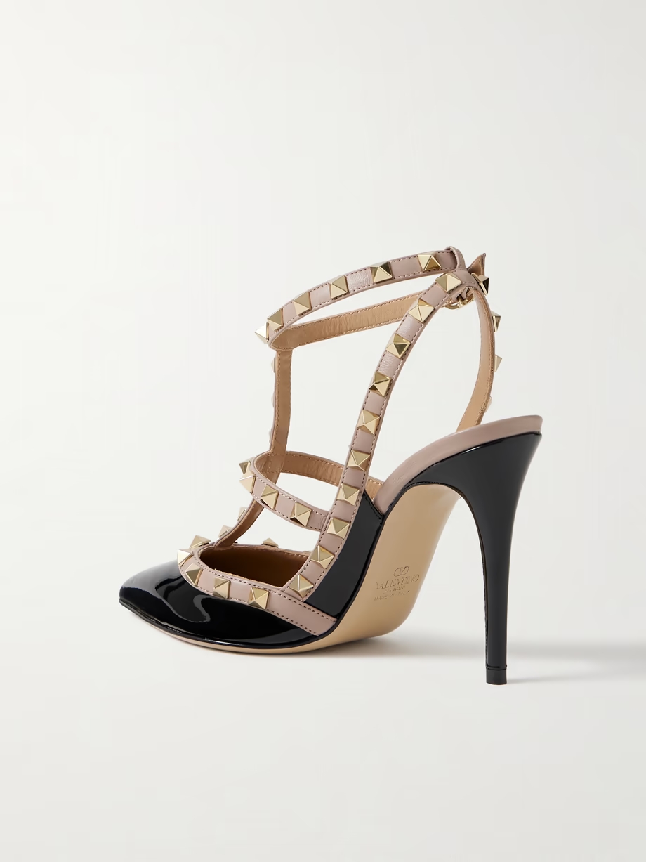 Rockstud 100 two-tone patent-leather pumps