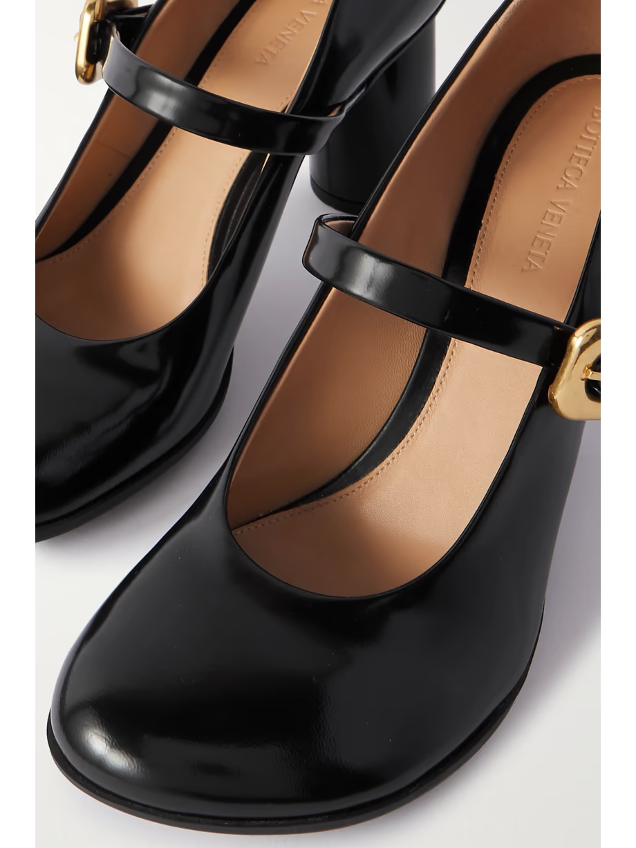 Atomic glossed-leather Mary Jane pumps