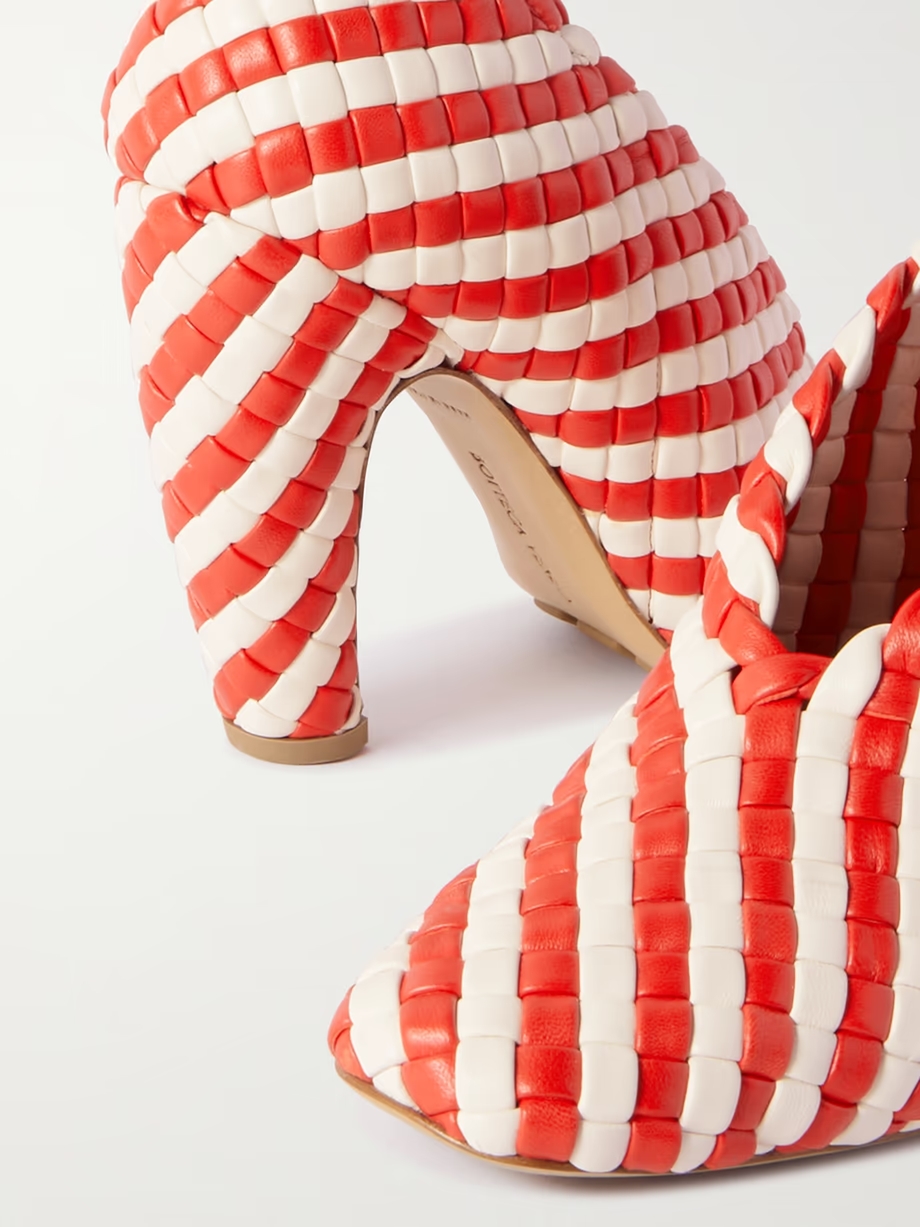 Canalazzo striped intrecciato leather pumps