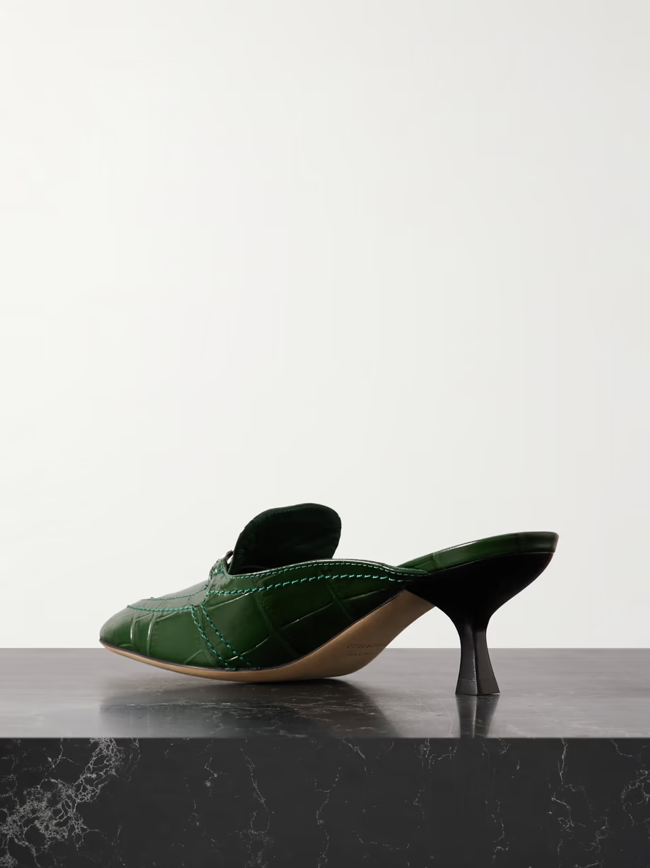 Elodye embellished croc-effect leather mules