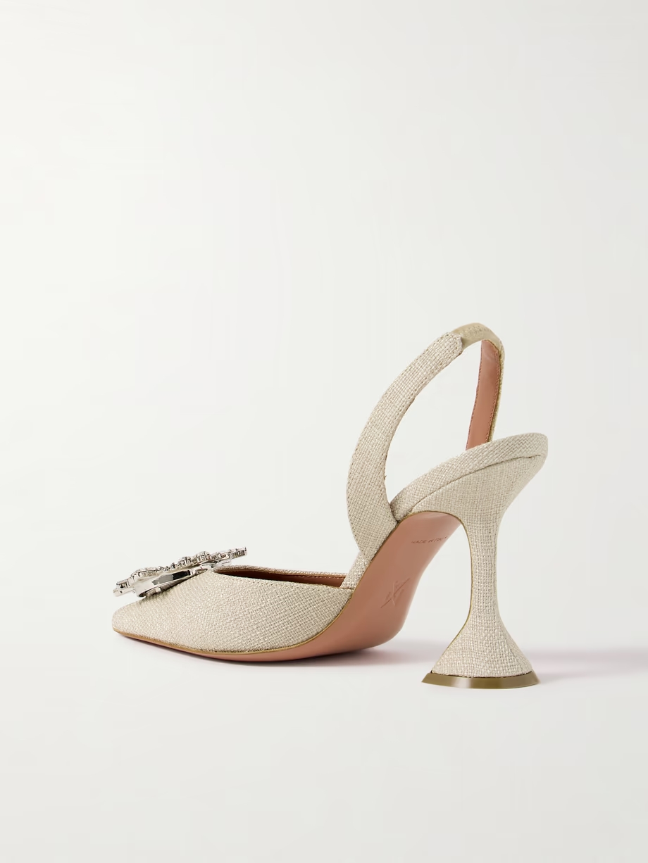 Begum Swarovski crystal-embellished canvas slingback pumps Begum Swarovski crystal-embellished canvas slingback pumps