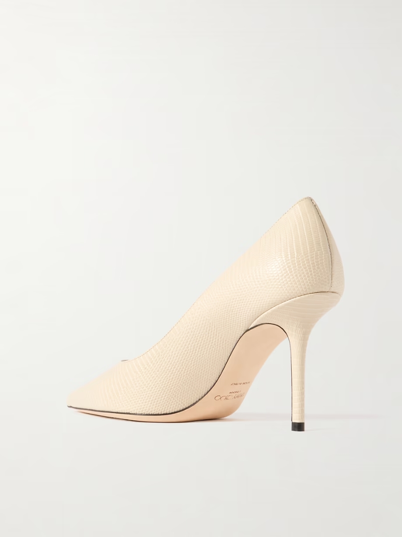 Love 85 lizard-effect leather point-toe pumps