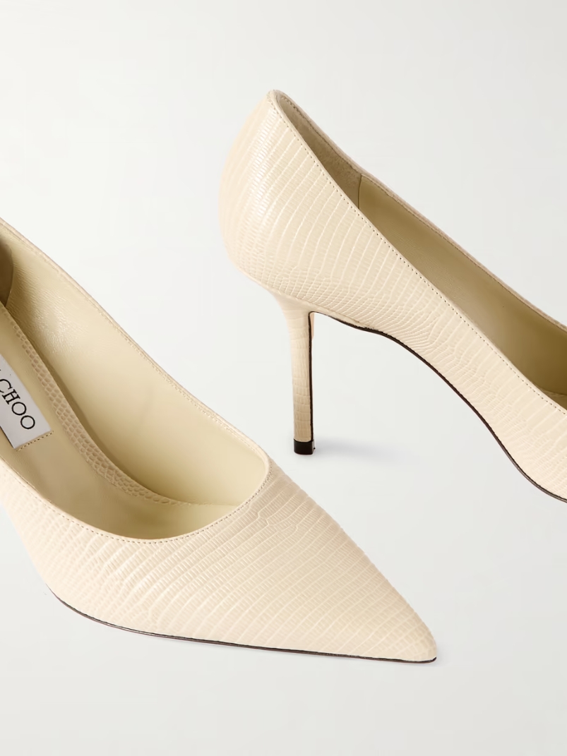 Love 85 lizard-effect leather point-toe pumps