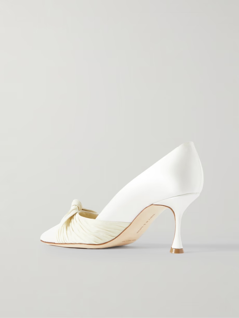 Terka 70 bow-embellished silk-trimmed satin pumps