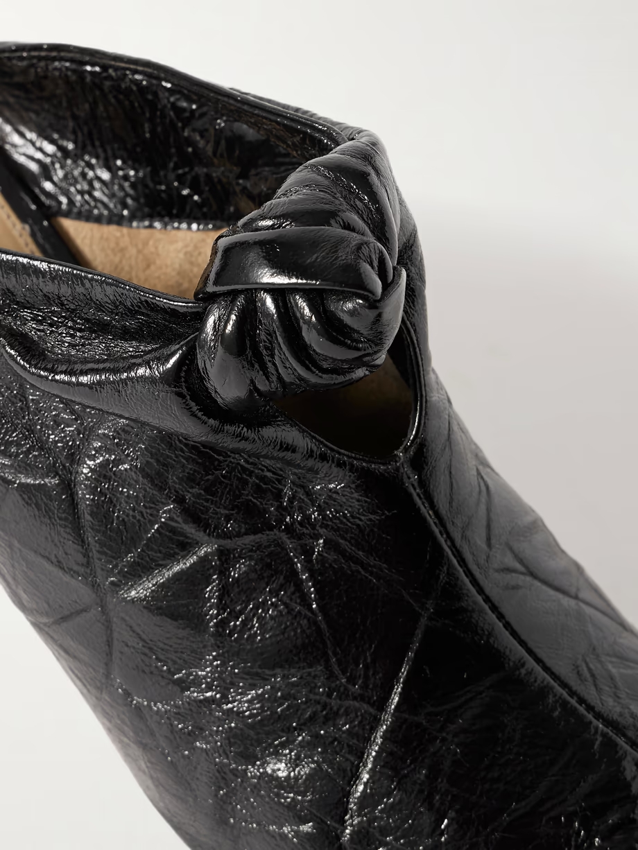 Rowan knotted crinkled-leather mules