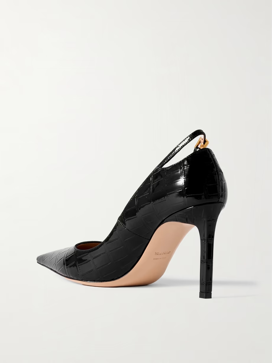 Angelina croc-effect leather point-toe pumps Angelina croc-effect leather point-toe pumps
