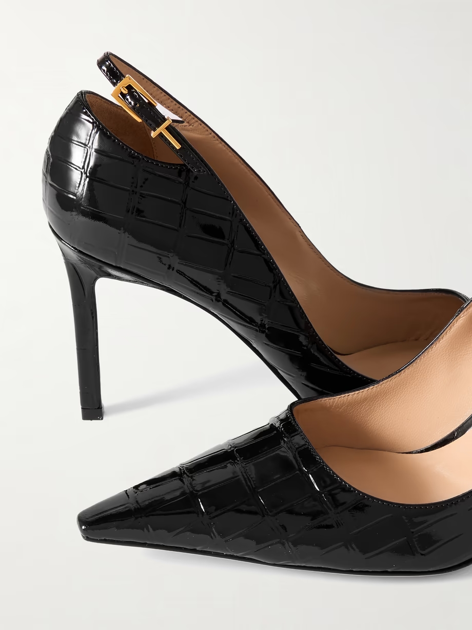 Angelina croc-effect leather point-toe pumps Angelina croc-effect leather point-toe pumps