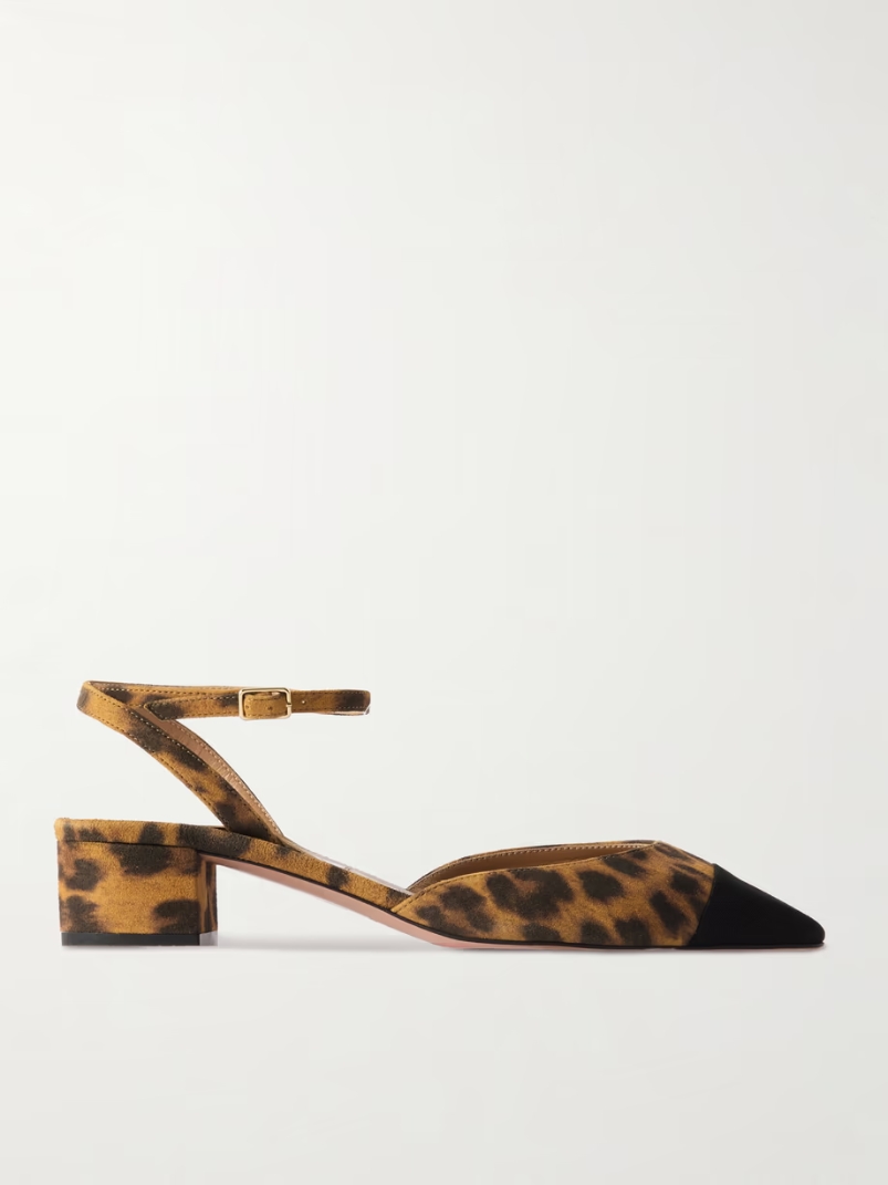 French Flirt 35 grosgrain-trimmed leopard-print suede pumps