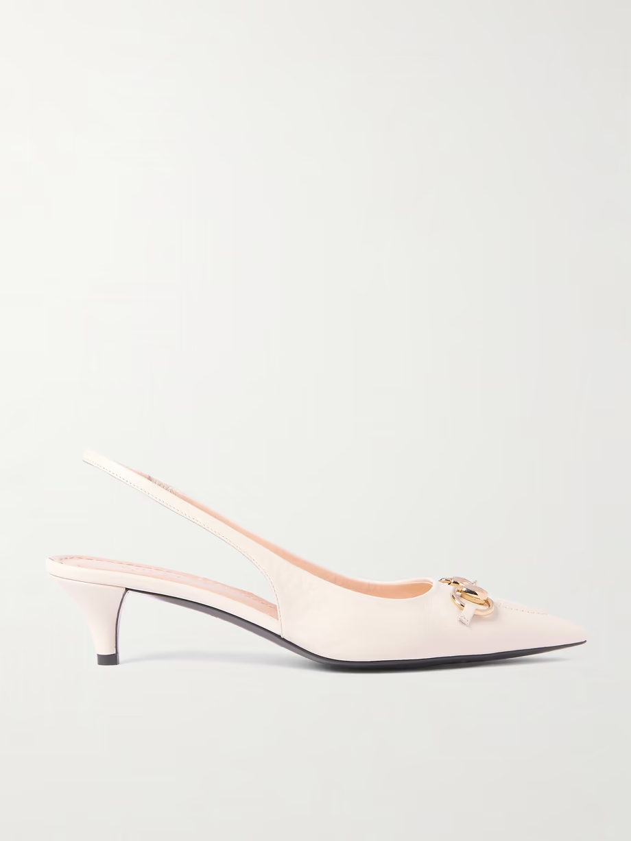 Erin horsebit-detailed leather slingback pumps