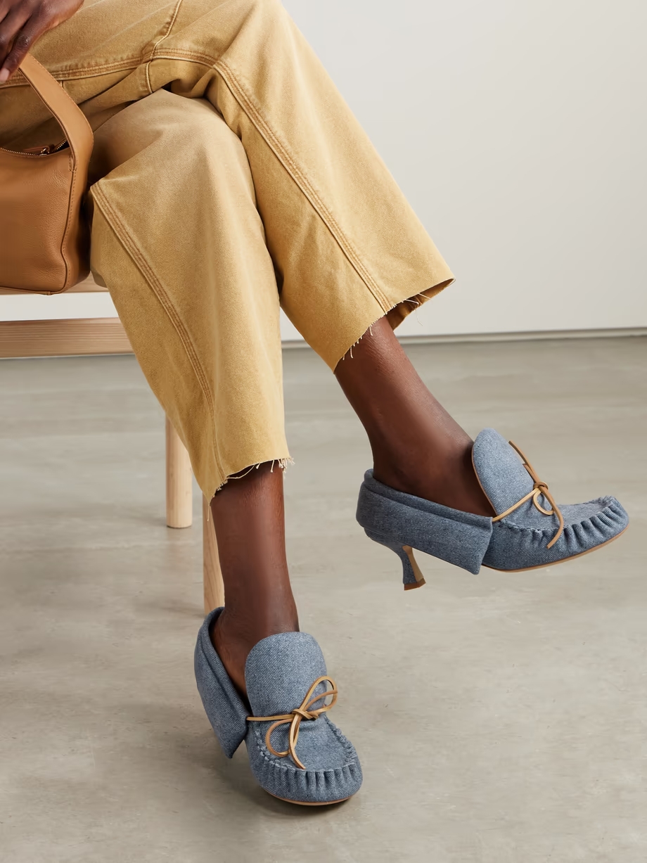 Babush bow-detailed denim pumps