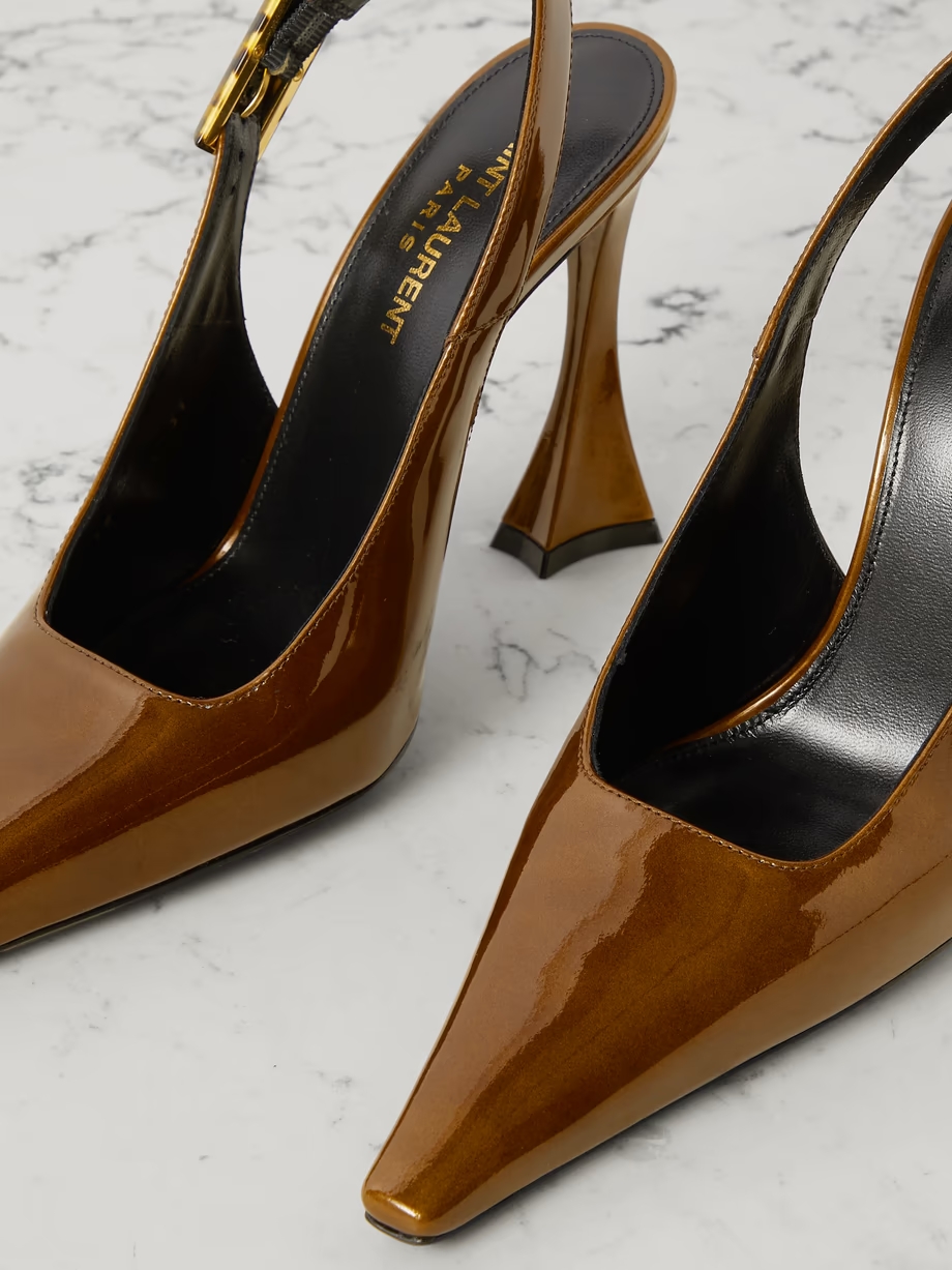 Dune patent-leather slingback pumps