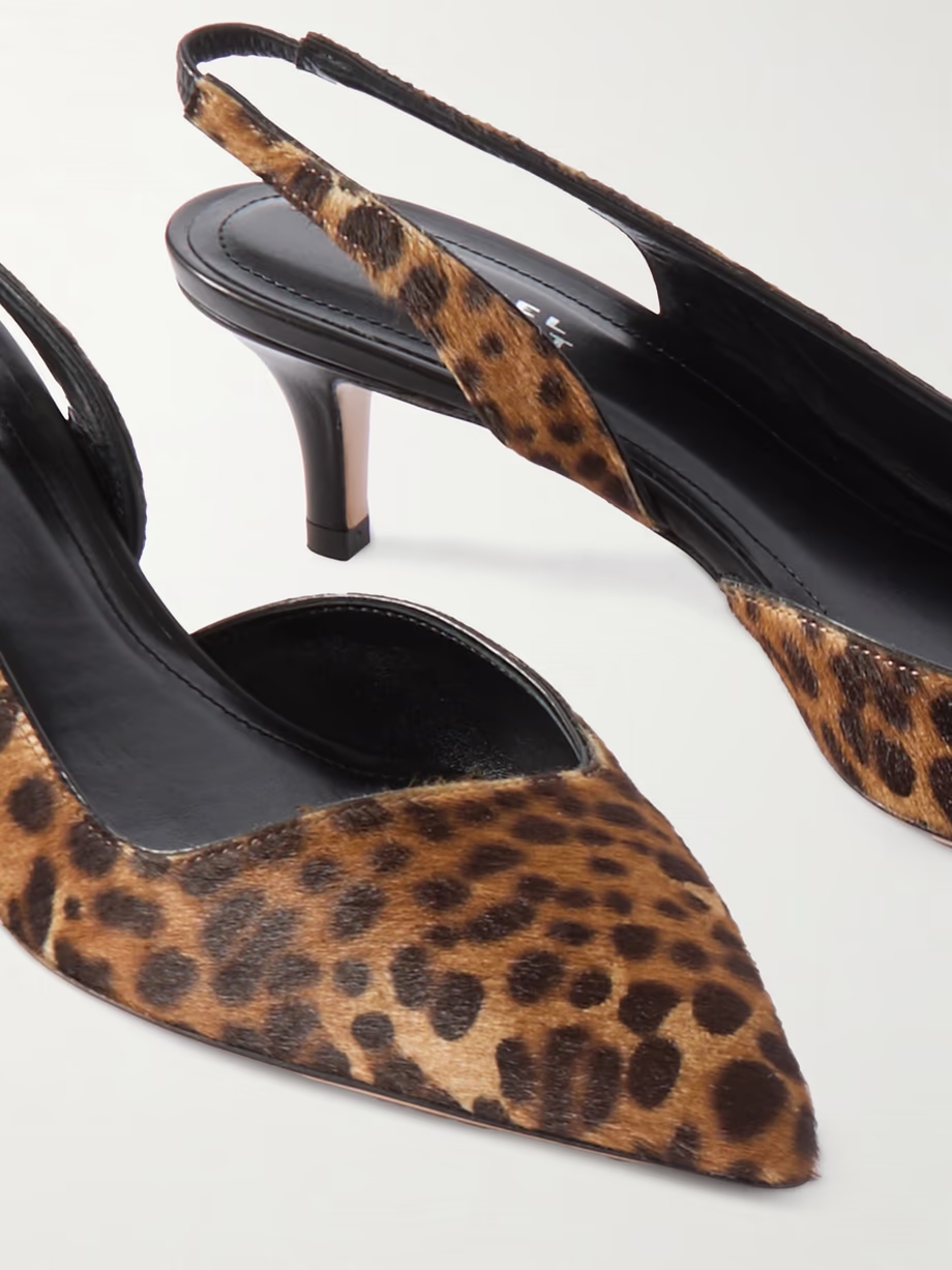 Piery leopard-print calf hair slingback pumps