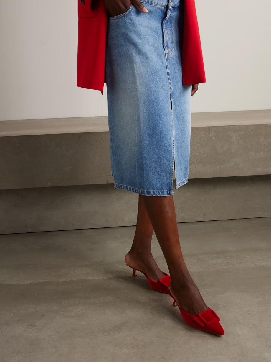 Maysale 50 buckled velvet mules Maysale 50 buckled velvet mules