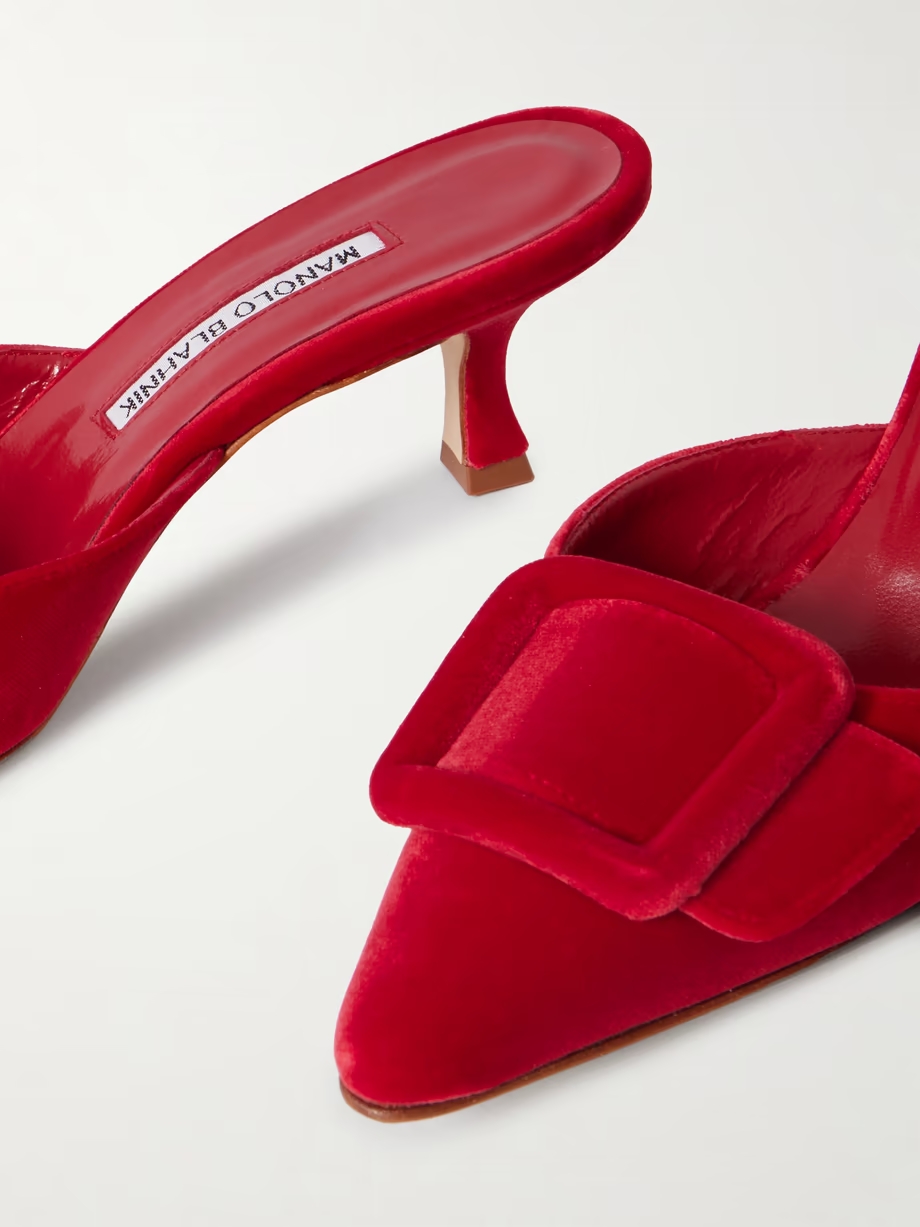 Maysale 50 buckled velvet mules Maysale 50 buckled velvet mules