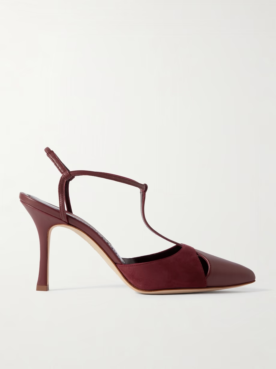 Turgimodhi 90 cutout leather and suede pumps