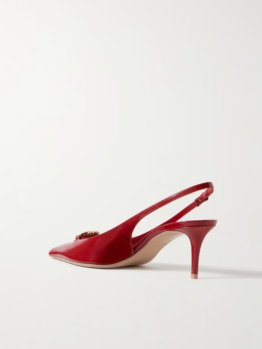 VLOGO Bold 60 embellished patent-leather slingback pumps