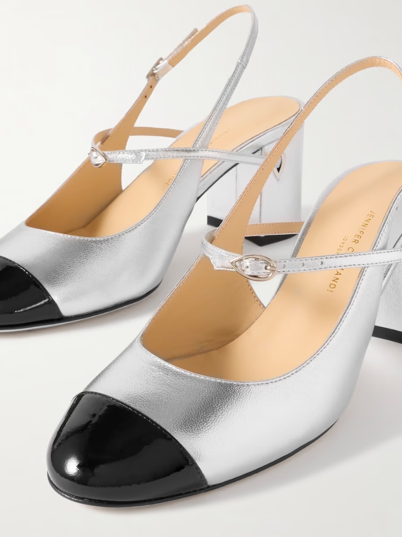 Mattia 65 metallic and patent-leather slingback pumps