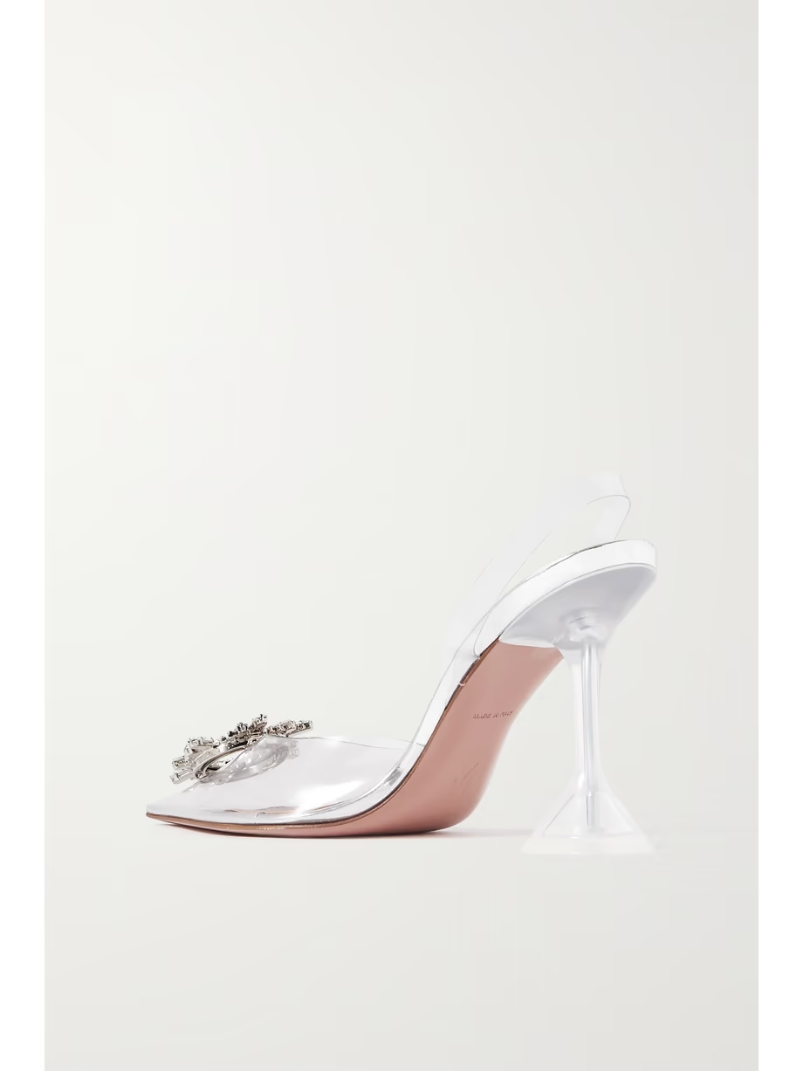 Begum crystal-embellished PVC slingback pumps