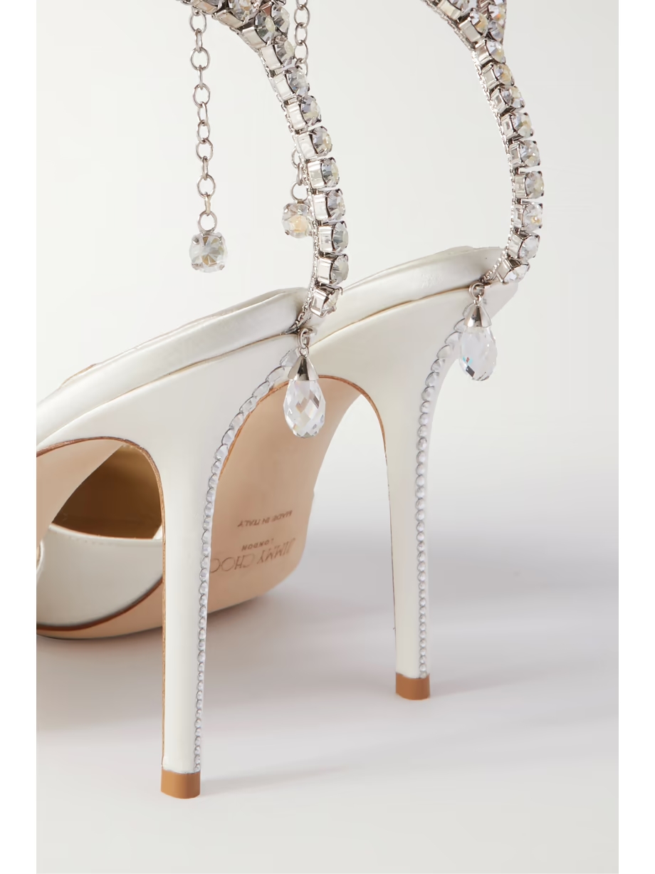 Saeda 100 crystal-embellished satin pumps