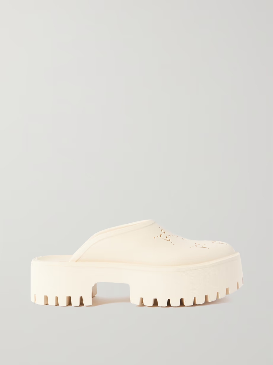 Elea perforated rubber platform mules Elea perforated rubber platform mules