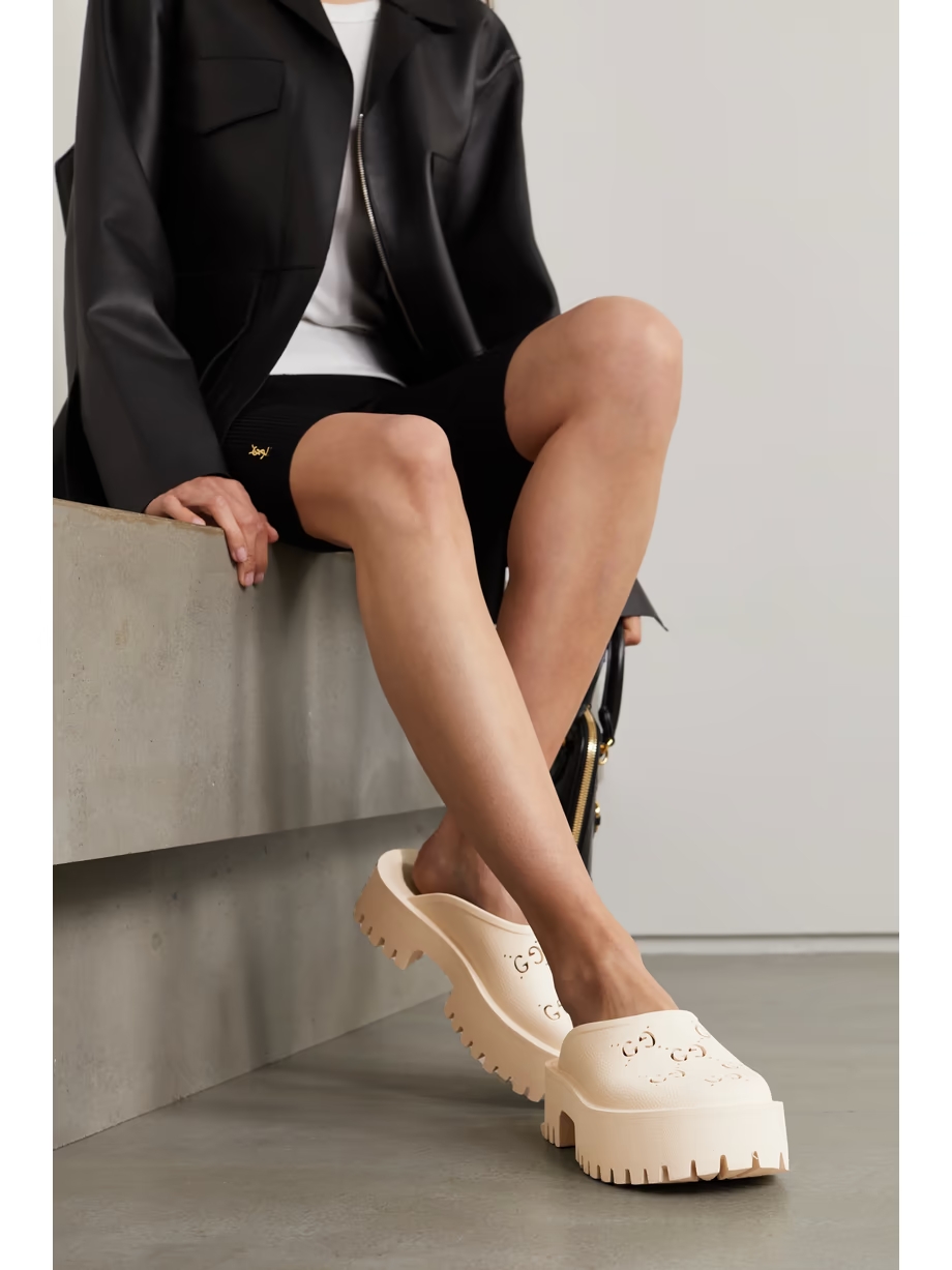 Elea perforated rubber platform mules Elea perforated rubber platform mules