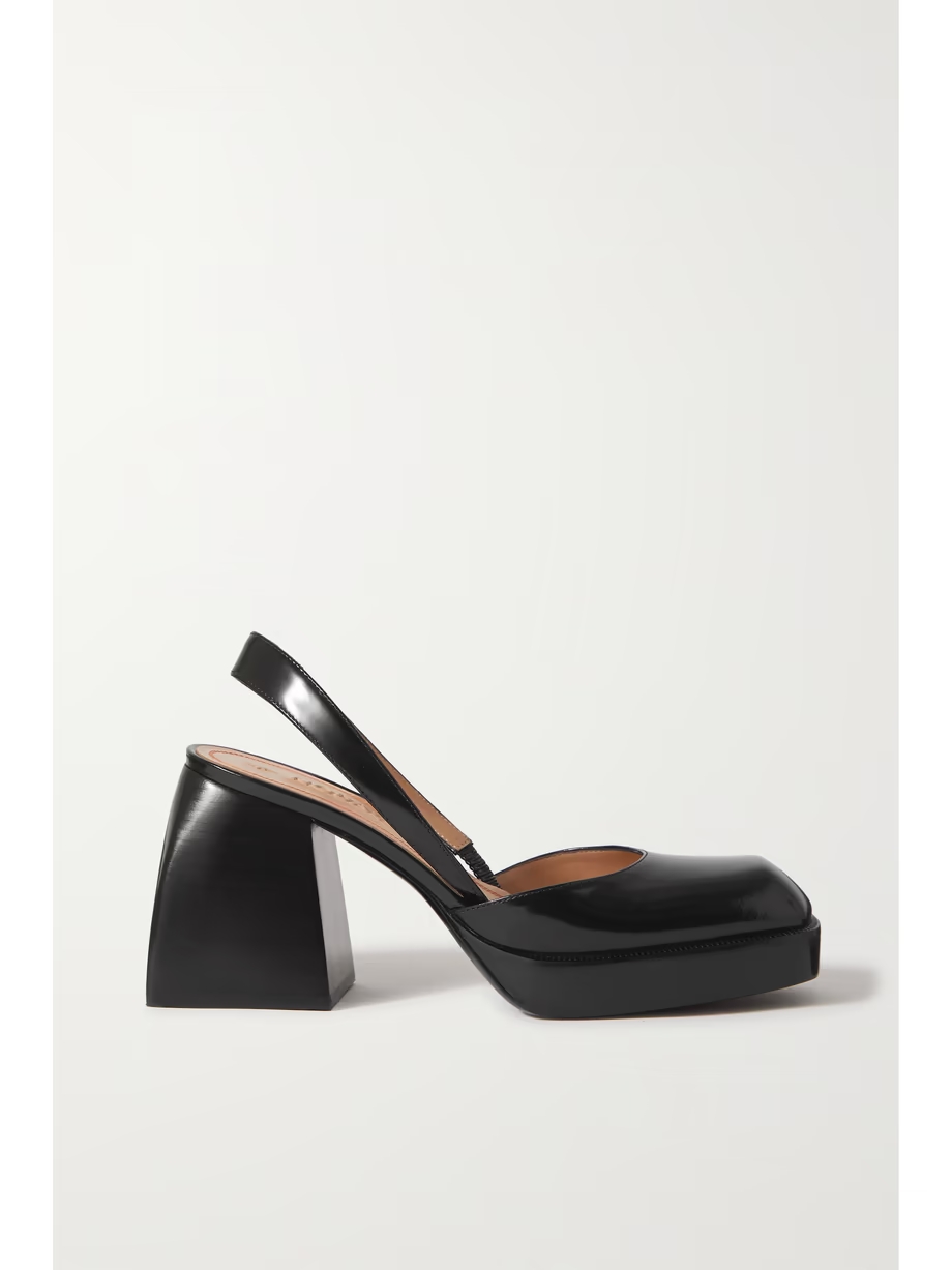 Bulla Jones glossed-leather slingback platform pumps Bulla Jones glossed-leather slingback platform pumps