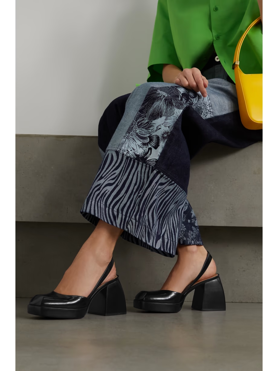 Bulla Jones glossed-leather slingback platform pumps Bulla Jones glossed-leather slingback platform pumps