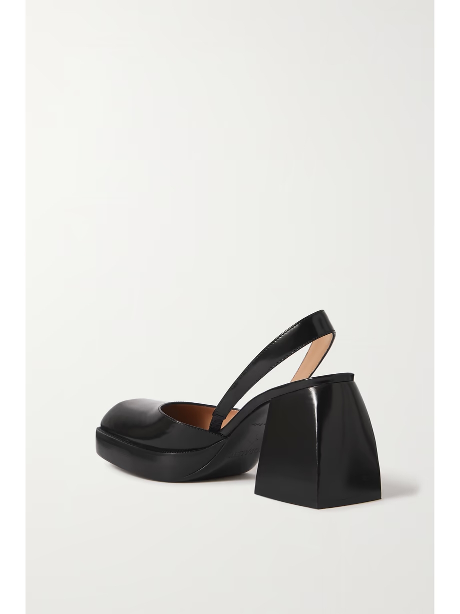 Bulla Jones glossed-leather slingback platform pumps Bulla Jones glossed-leather slingback platform pumps
