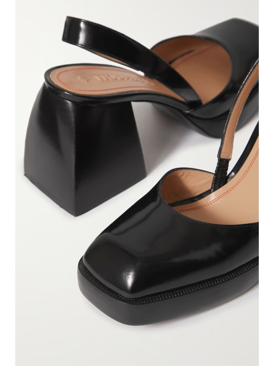 Bulla Jones glossed-leather slingback platform pumps Bulla Jones glossed-leather slingback platform pumps