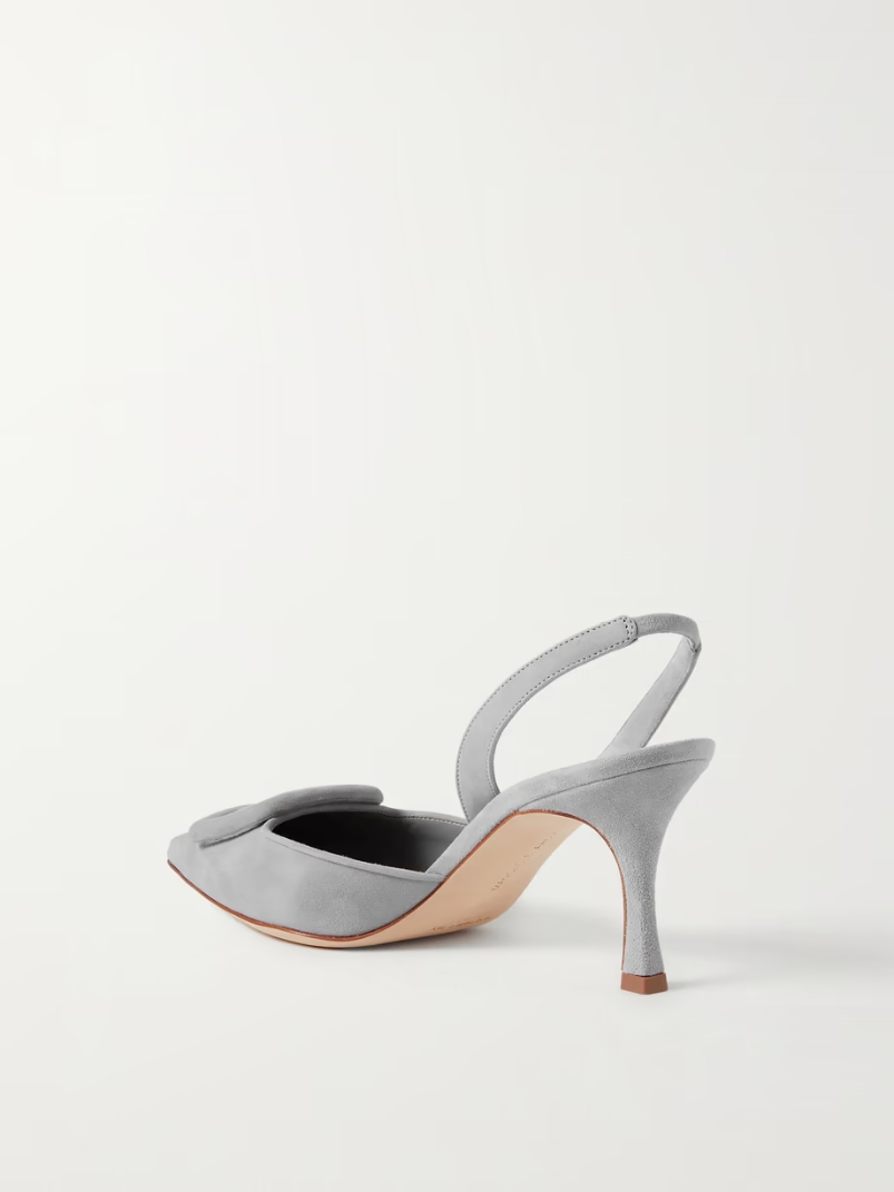 Maysli 70 buckled suede slingback pumps