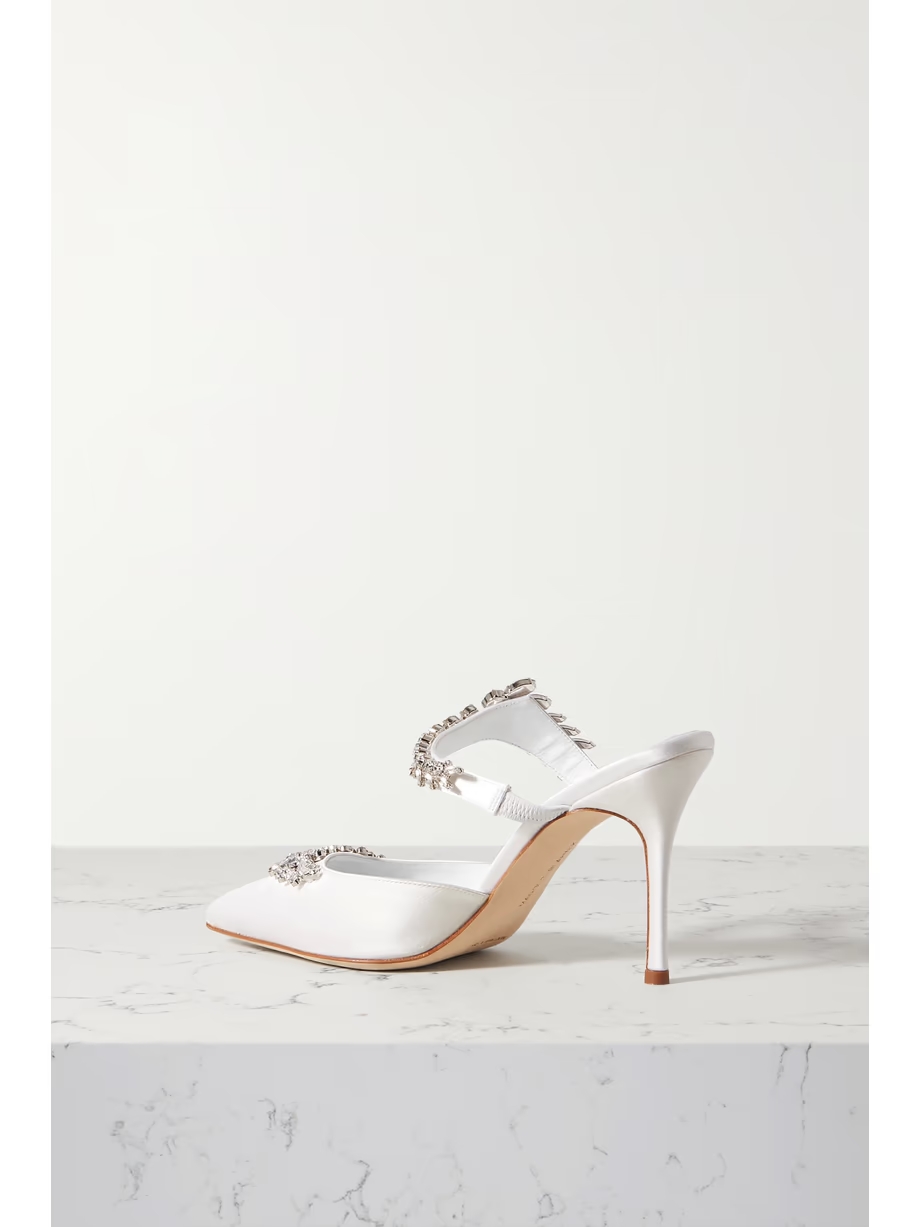 Lurum 90 crystal-embellished satin mules