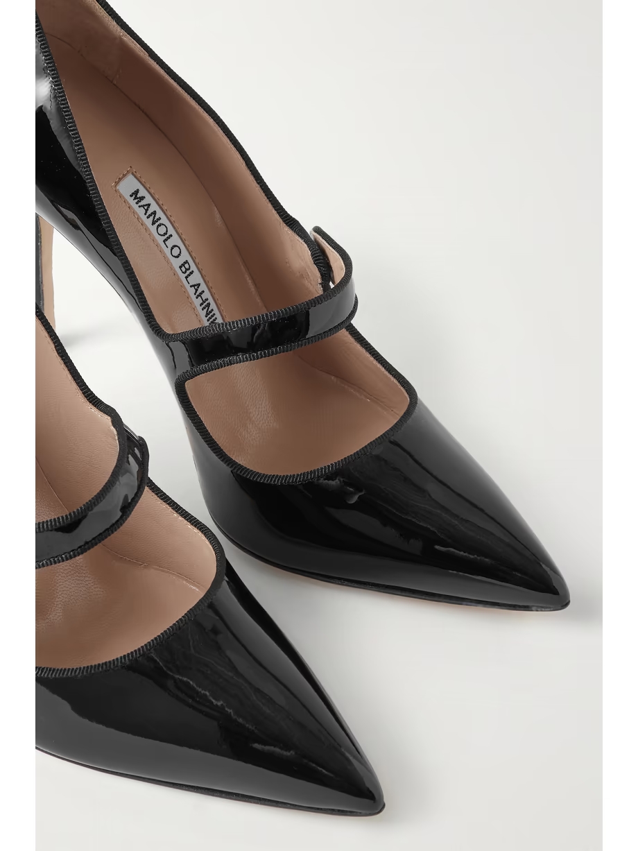 Campari 105 grosgrain-trimmed patent-leather pumps