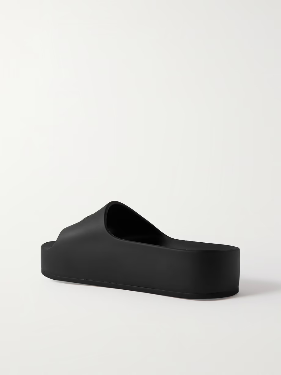 Mono logo-embossed rubber platform slides