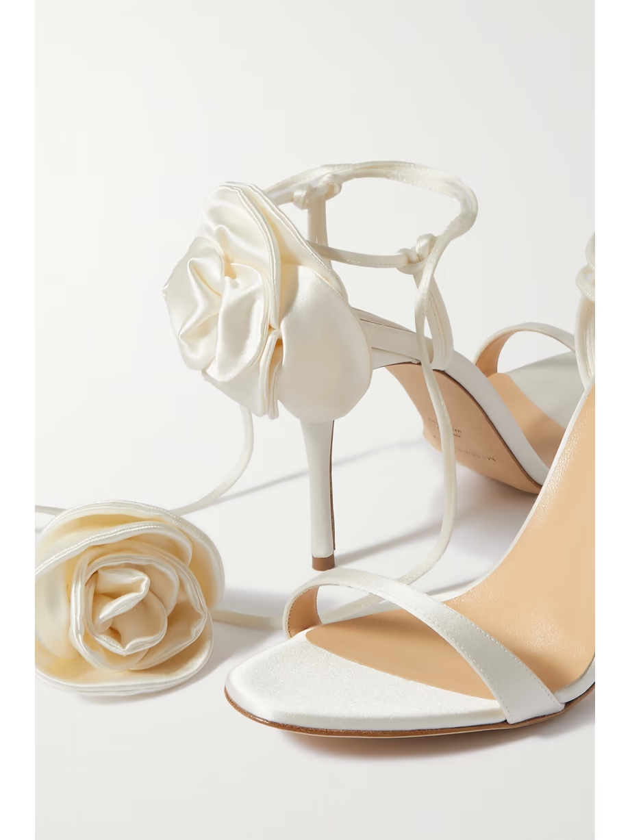 Appliquéd satin sandals