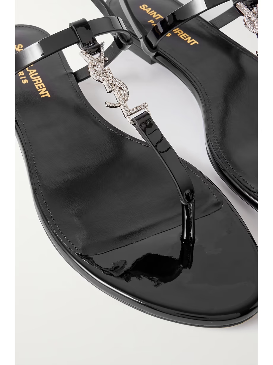 Cassandra logo-embellished patent-leather slingback sandals