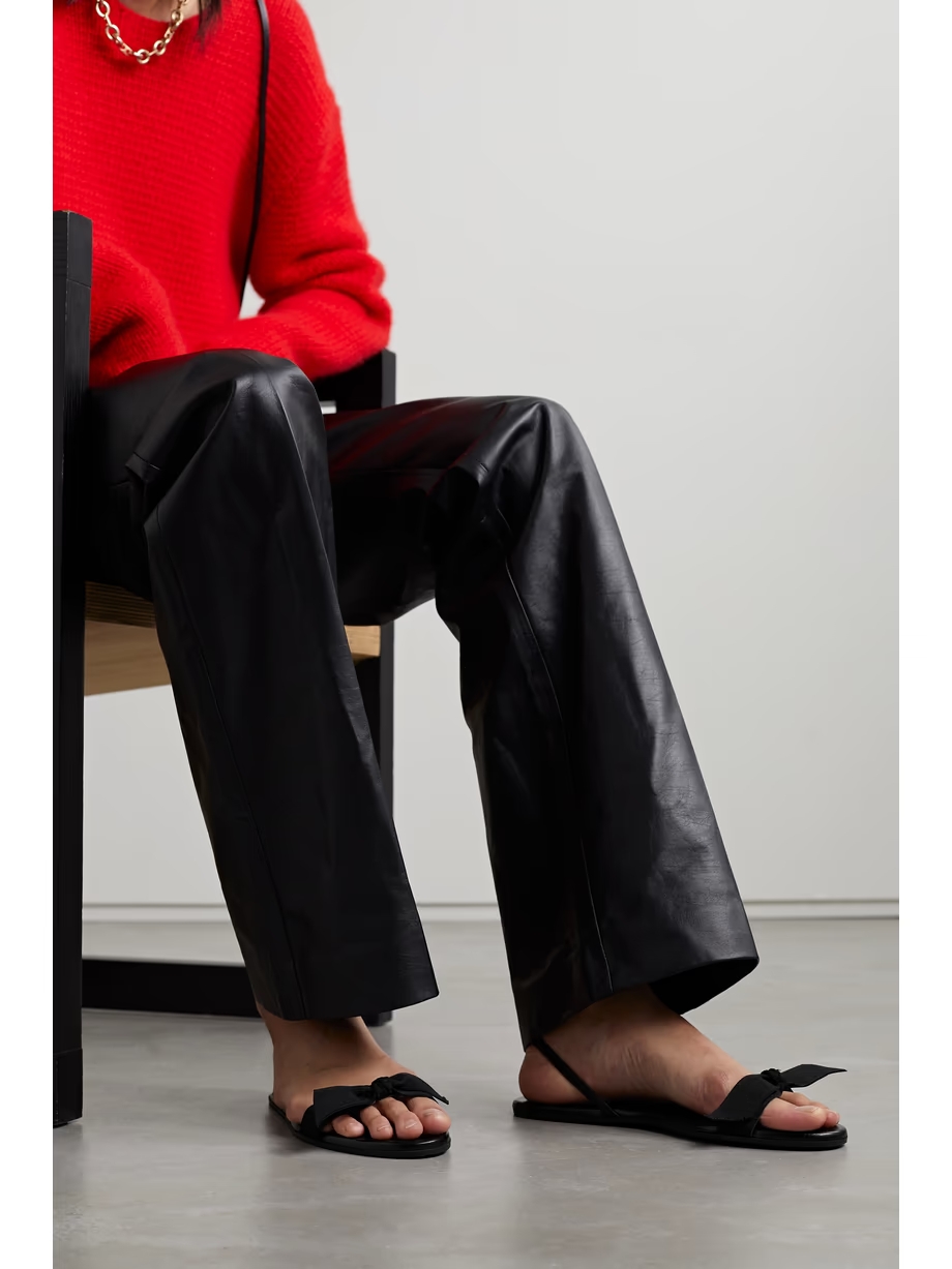 Bow grosgrain and leather slingback sandals Bow grosgrain and leather slingback sandals