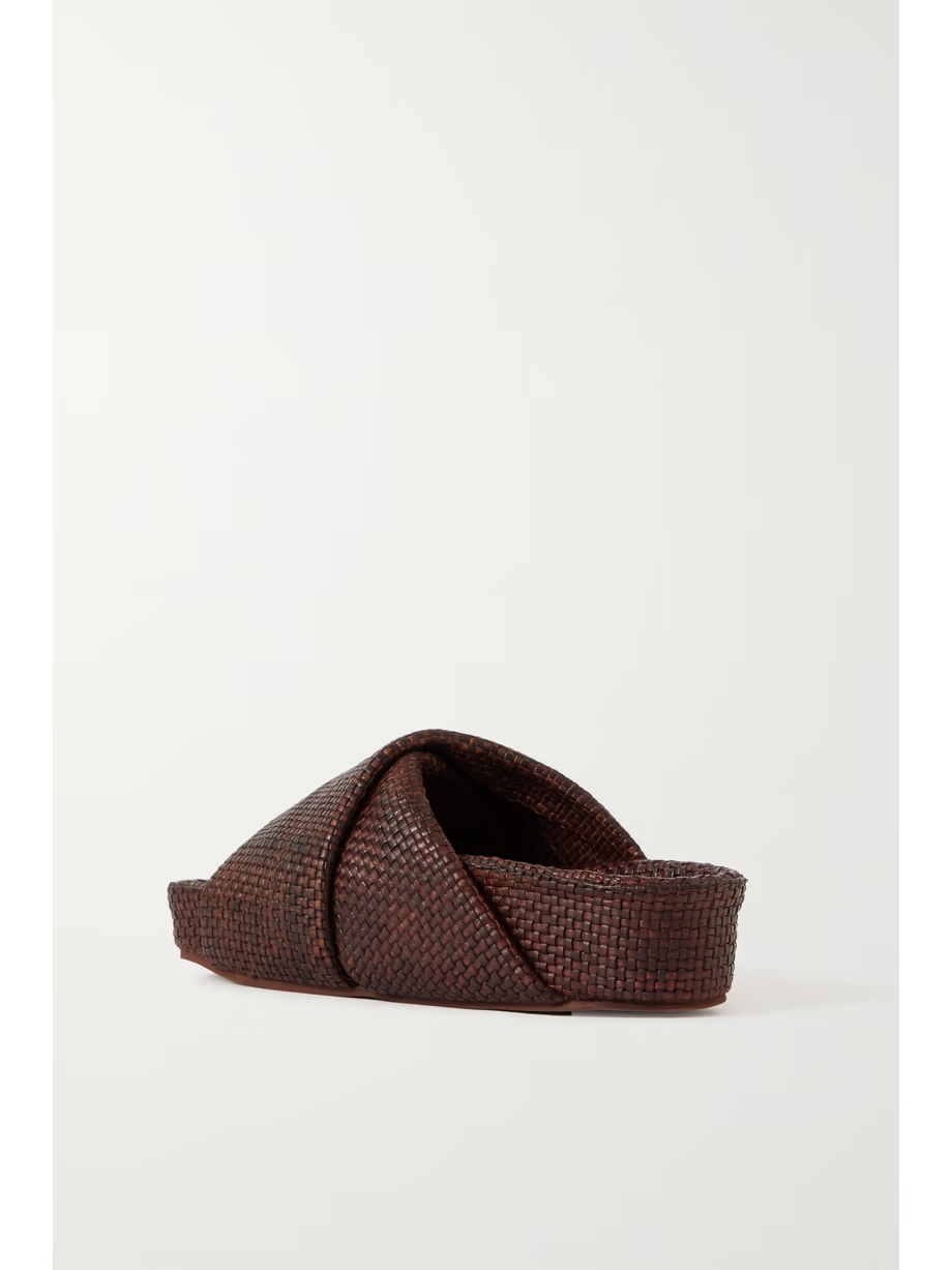 + NET SUSTAIN woven leather platform slides