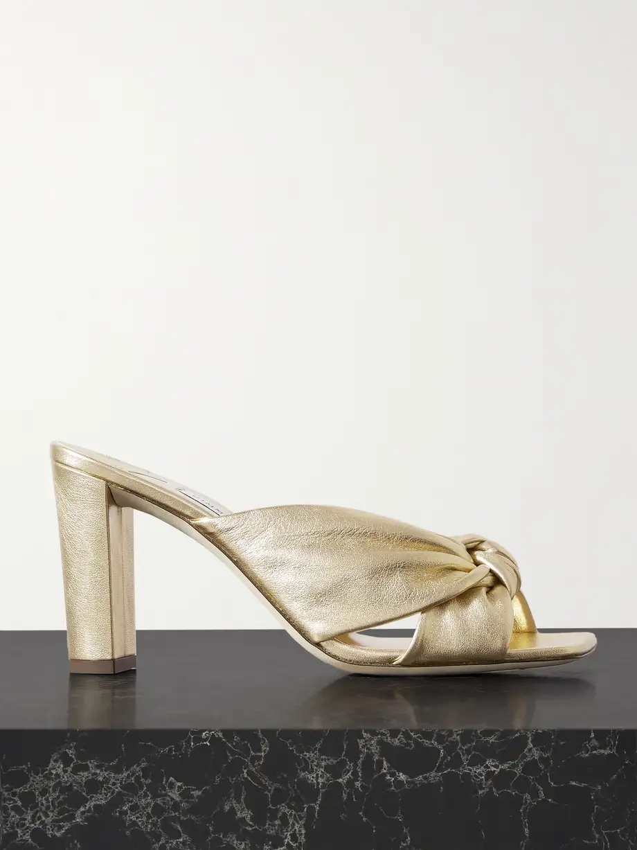Avenue 85 knotted metallic leather mules Avenue 85 knotted metallic leather mules