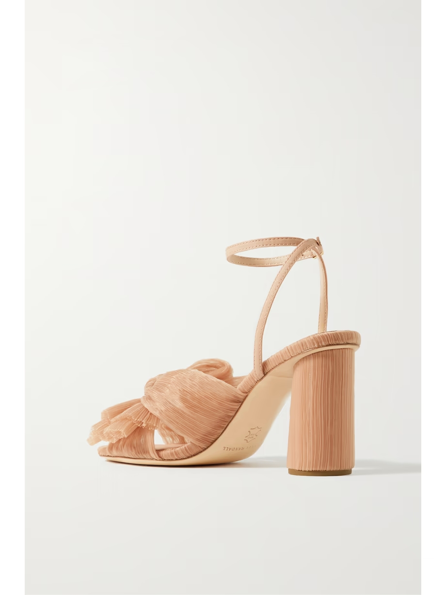 Camellia bow-embellished plissé-organza sandals