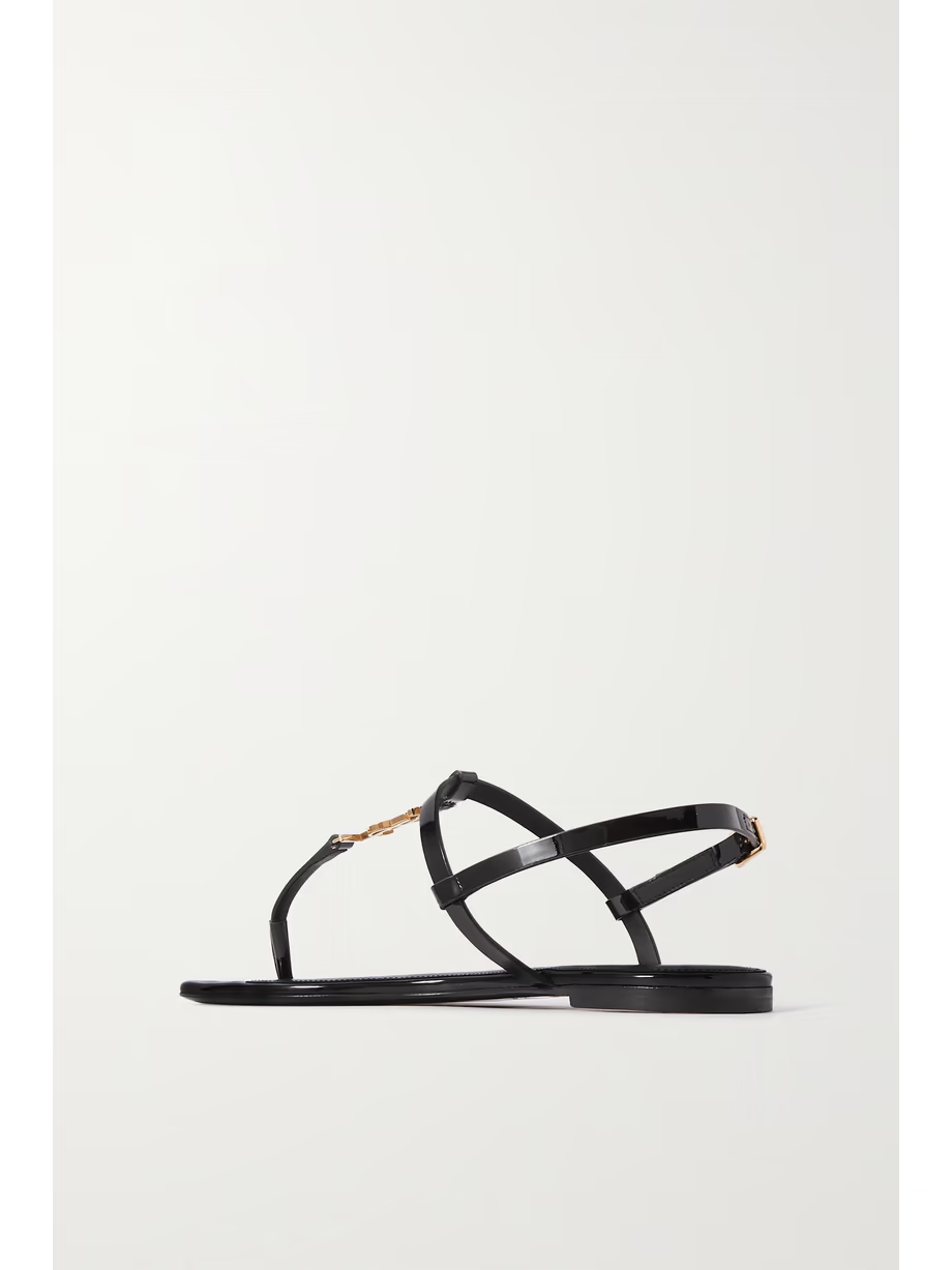 Cassandra logo-embellished patent-leather slingback sandals