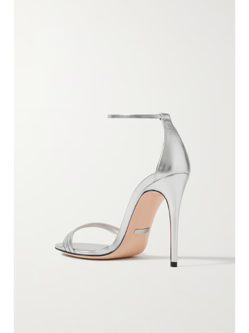 Crystal-embellished metallic leather sandals Crystal-embellished metallic leather sandals