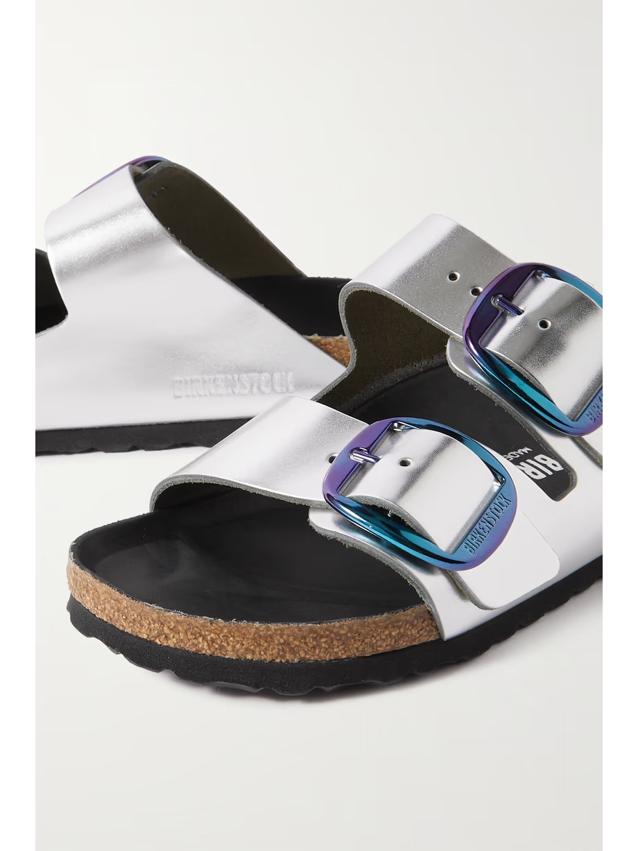 Arizona Big Buckle Lena metallic leather sandals