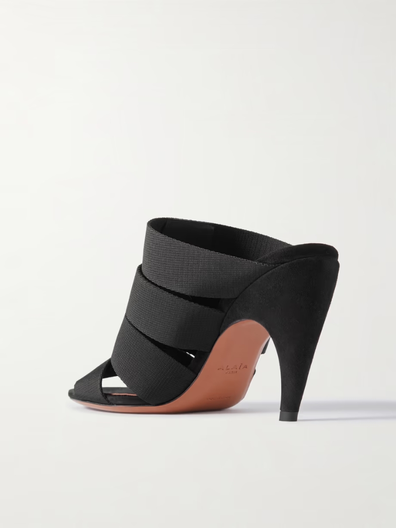 Cutout elastic grosgrain mules