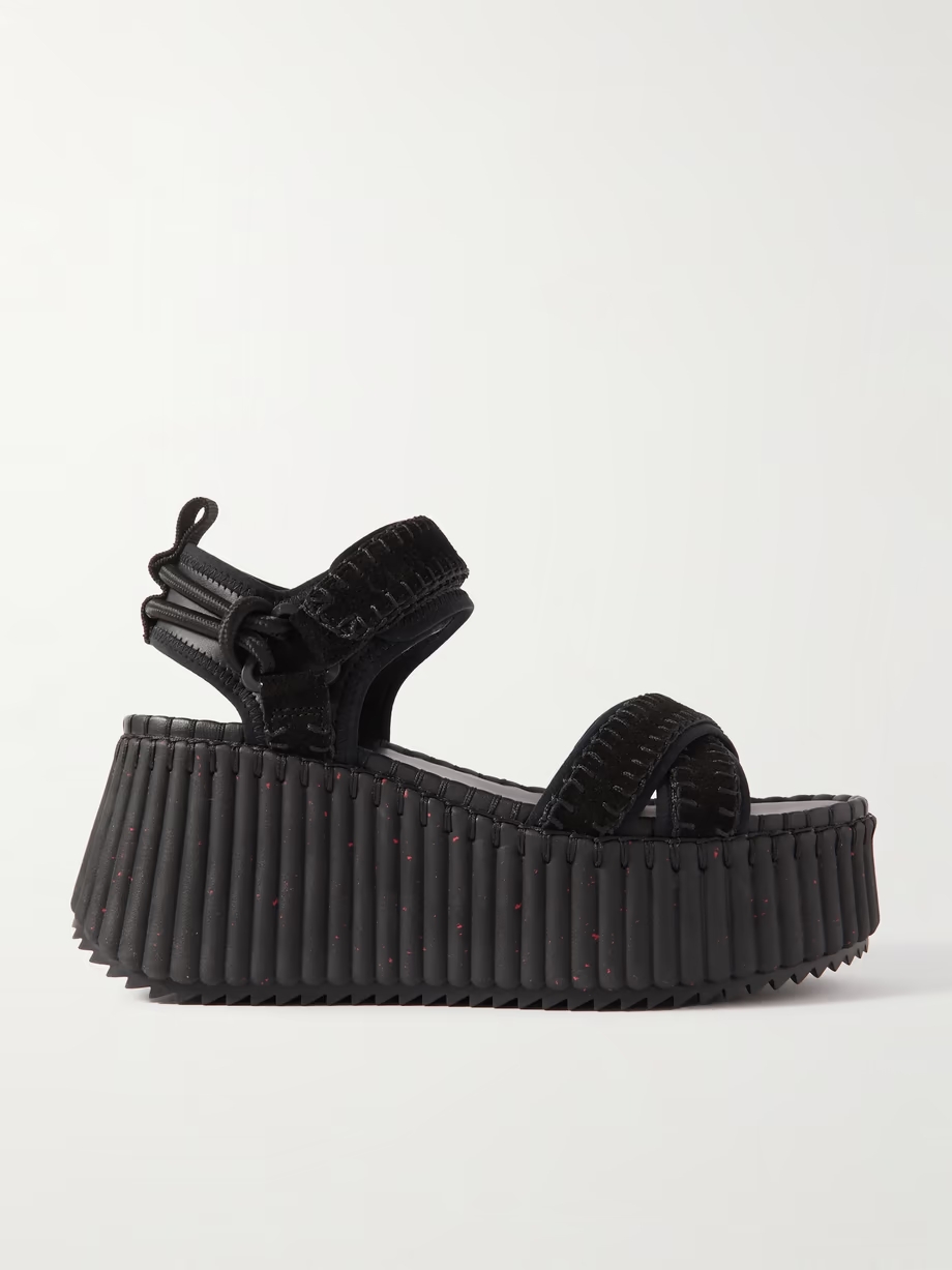 + NET SUSTAIN Nama suede and leather platform sandals + NET SUSTAIN Nama suede and leather platform sandals