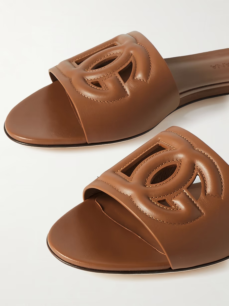 Bianca cutout leather slides Bianca cutout leather slides