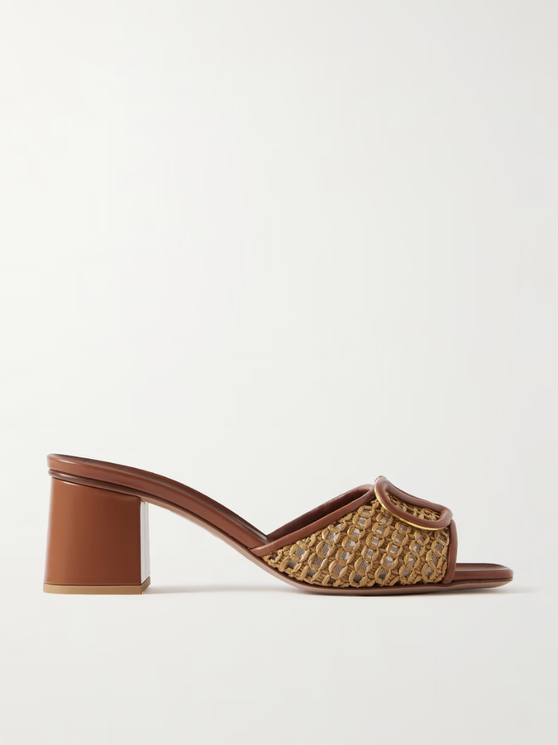 VLOGO 60 embellished raffia and leather mules