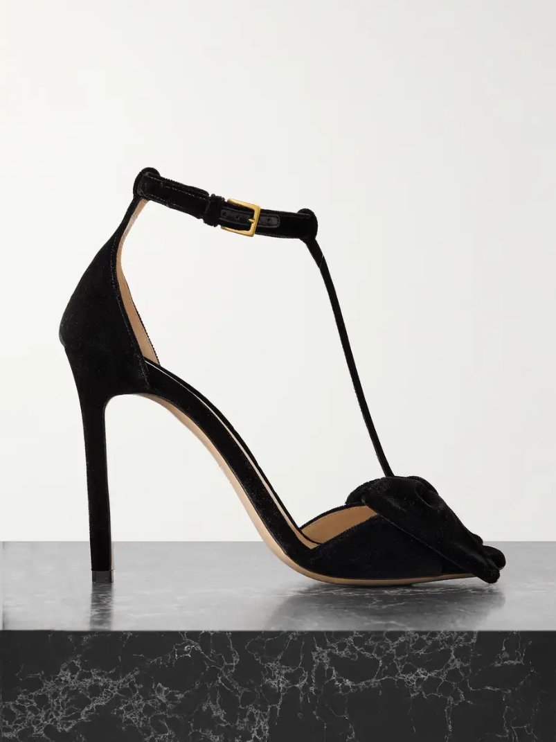 Brigitte bow-embellished velvet sandals