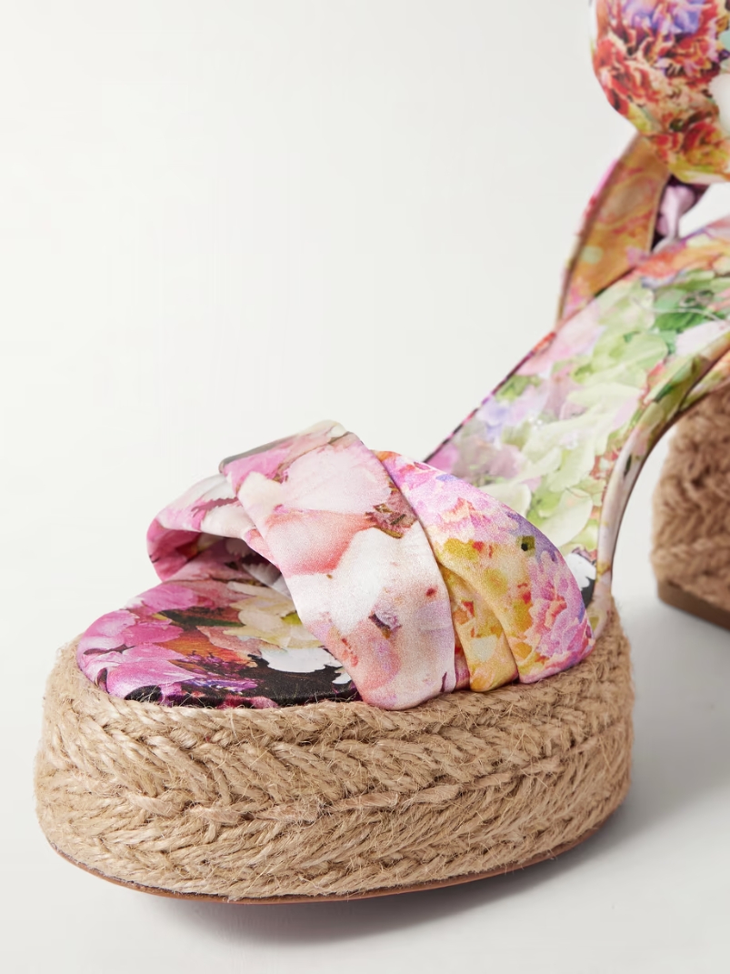 Mariza du Desert 95 floral-print satin espadrille platform sandals