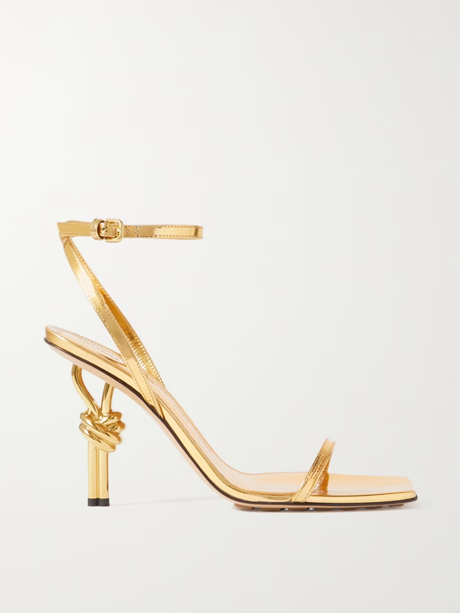 Knot metallic leather sandals